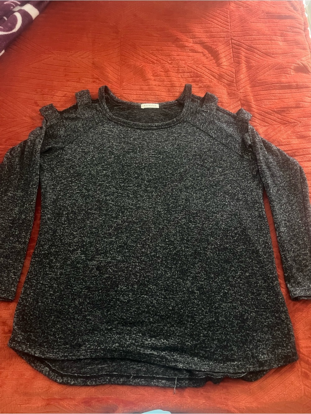Occasion Black Heathered Knit Top